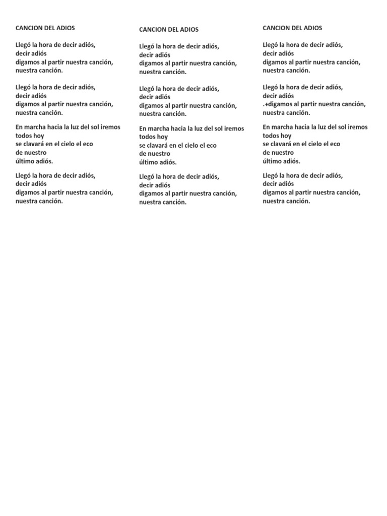 Letra de la Canción del Adiós | PDF