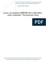 SAARC Has Problems, BIMSTEC Fits in With India's Vision: Jaishankar - The Economic Times