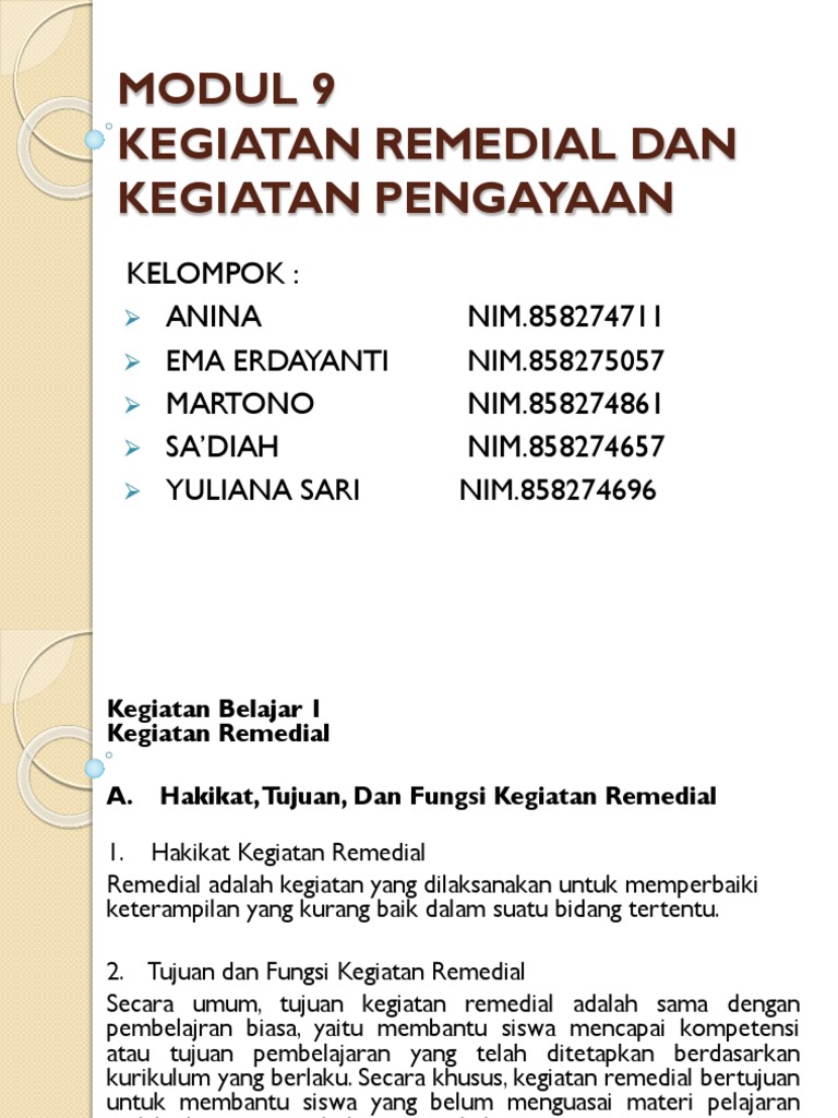Perbedaan Kegiatan Remedial dan Pengayaan | PDF
