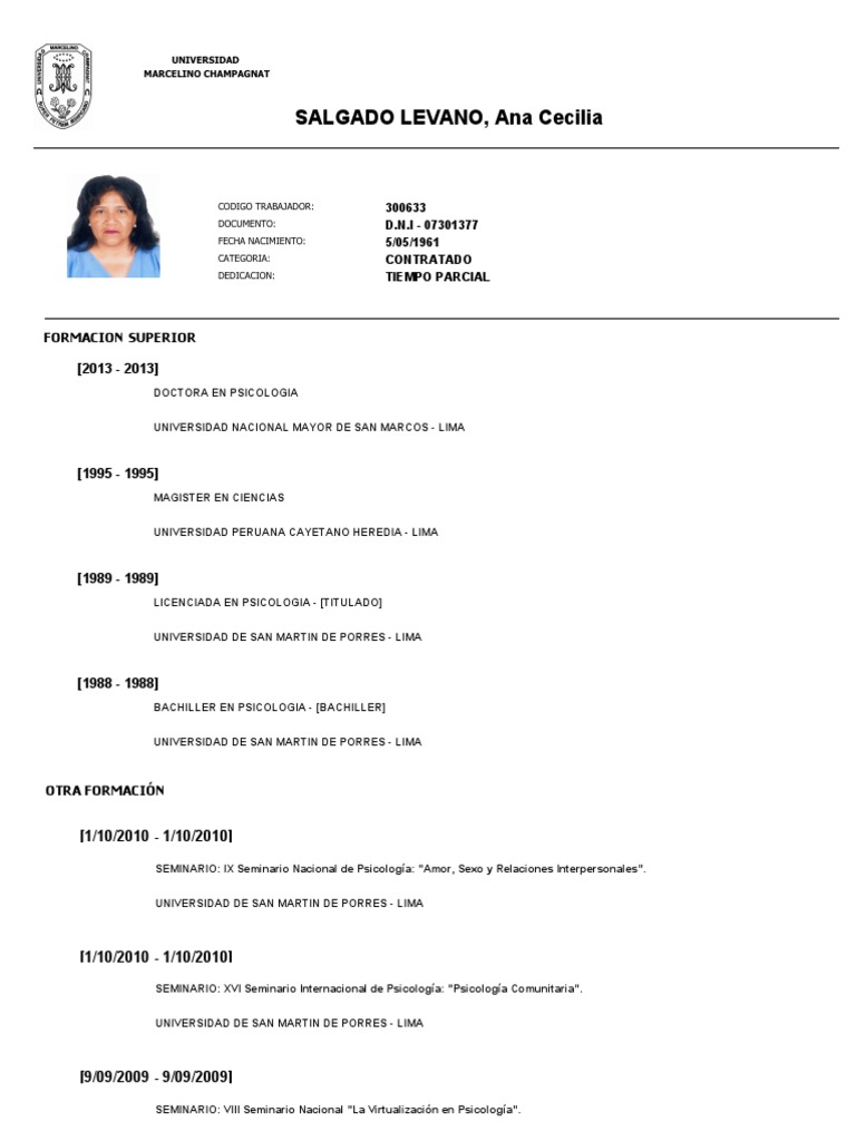 Perfil Profesional de Ana Cecilia Salgado | PDF | Universidad | Lima
