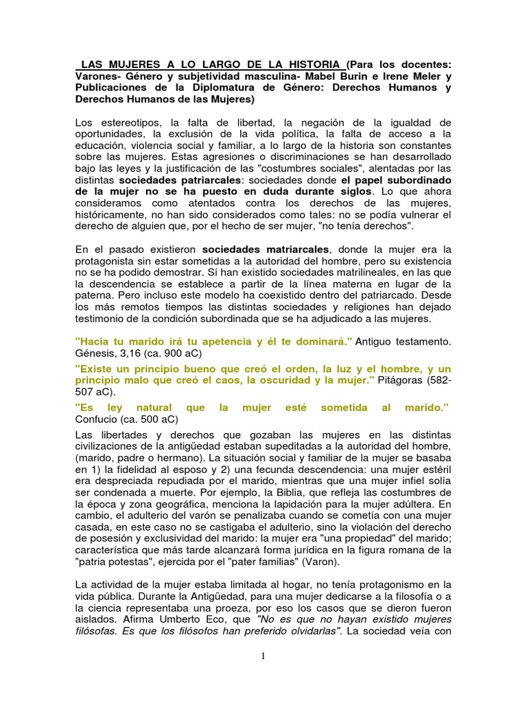 Historia de la Mujer y sus Derechos | PDF | La violencia contra las ...