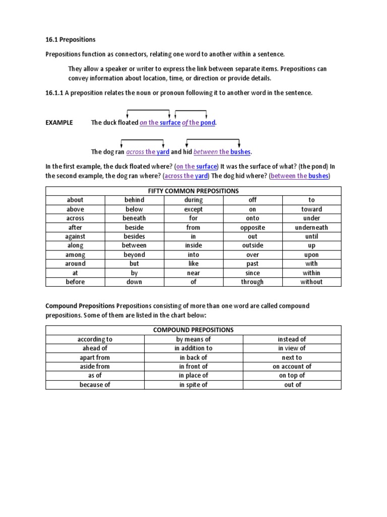 Prepositions - Prepositional Phrases - Study Guide-1 | PDF ...