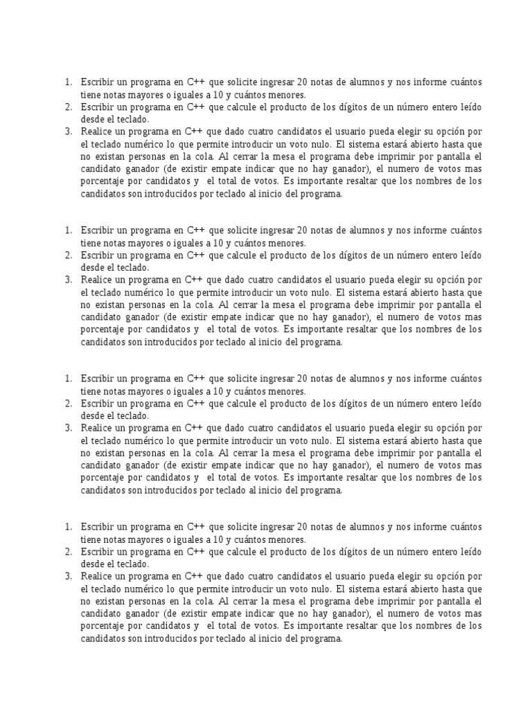 Programas C++: Notas, Producto y Votación | PDF | C ++ | Teclado