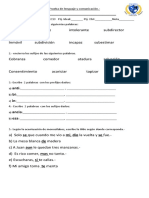 Prueba de lenguaje y comunicación: subrayar prefijos, sufijos, adverbios, sujetos expresos/tácitos