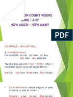 Count - Non Count Nouns Some - Any How Much - How Many