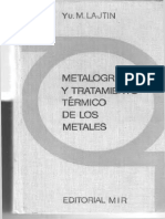 Yu.M.Laütln: Metalografía Y Tratamiento Térmico de Los Metales