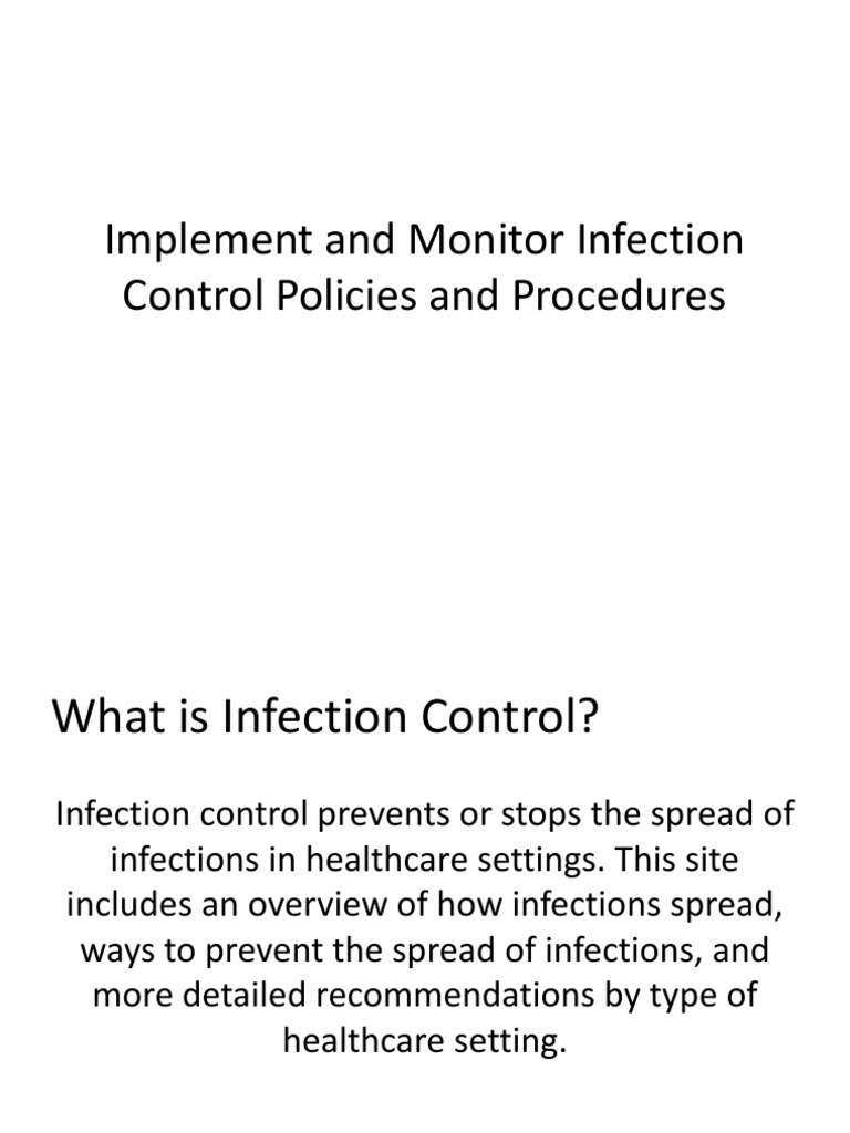 Implement and Monitor Infection Control Policies and Procedures PDF