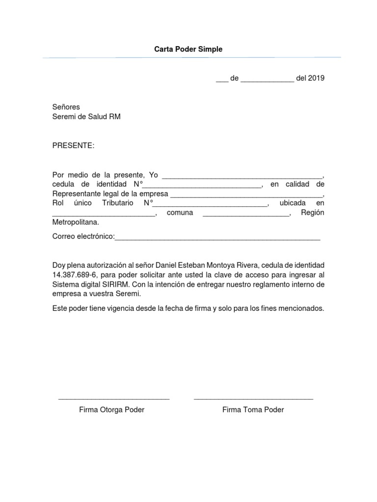 Carta Poder Simple