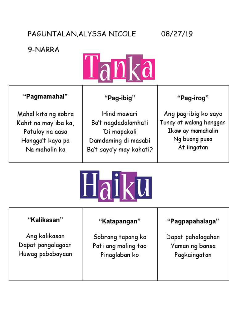 Tanaga haiku tanka pdf