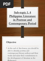 Sub-Topic 1. 4 Philippine Literature in Postwar and Contemporary Period