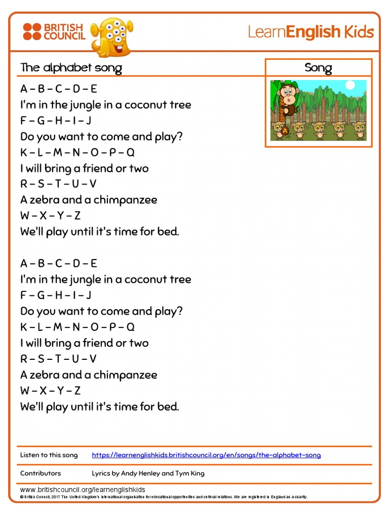 Songs The Alphabet Song Lyrics