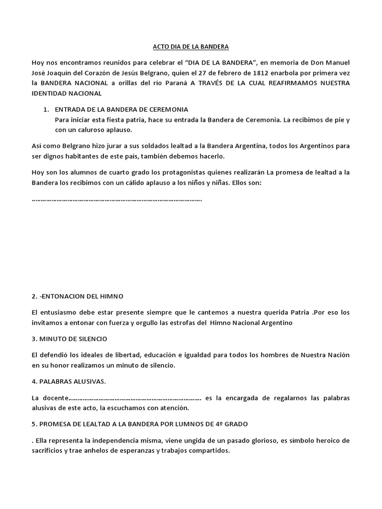 Acto Escolar por el Día de la Bandera | PDF