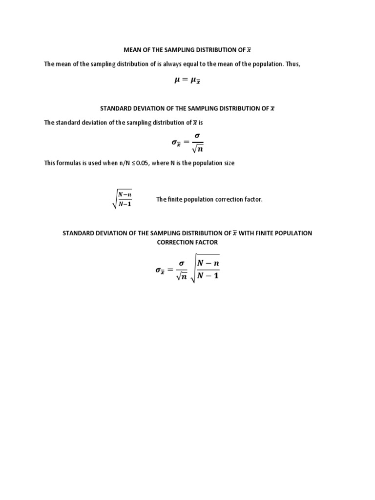 Mean of The Sampling Distribution of | PDF