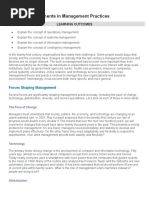 Current Developments in Management Practices: Learning Outcomes