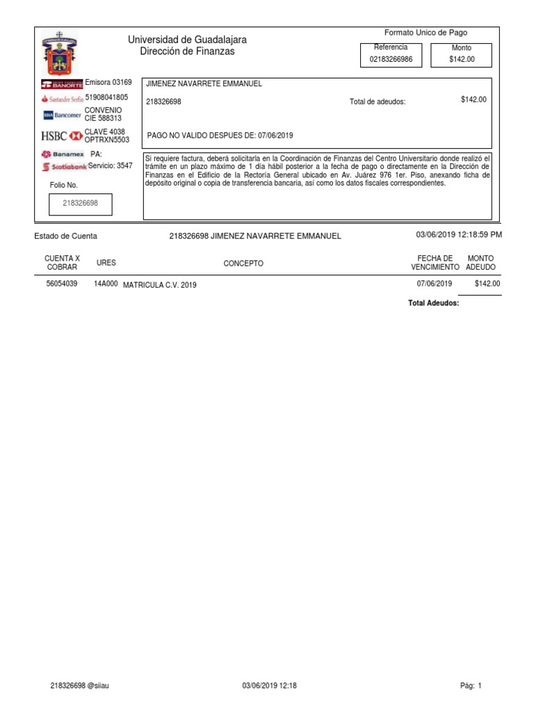 Ficha de Pago | PDF | Bancario | Pagos