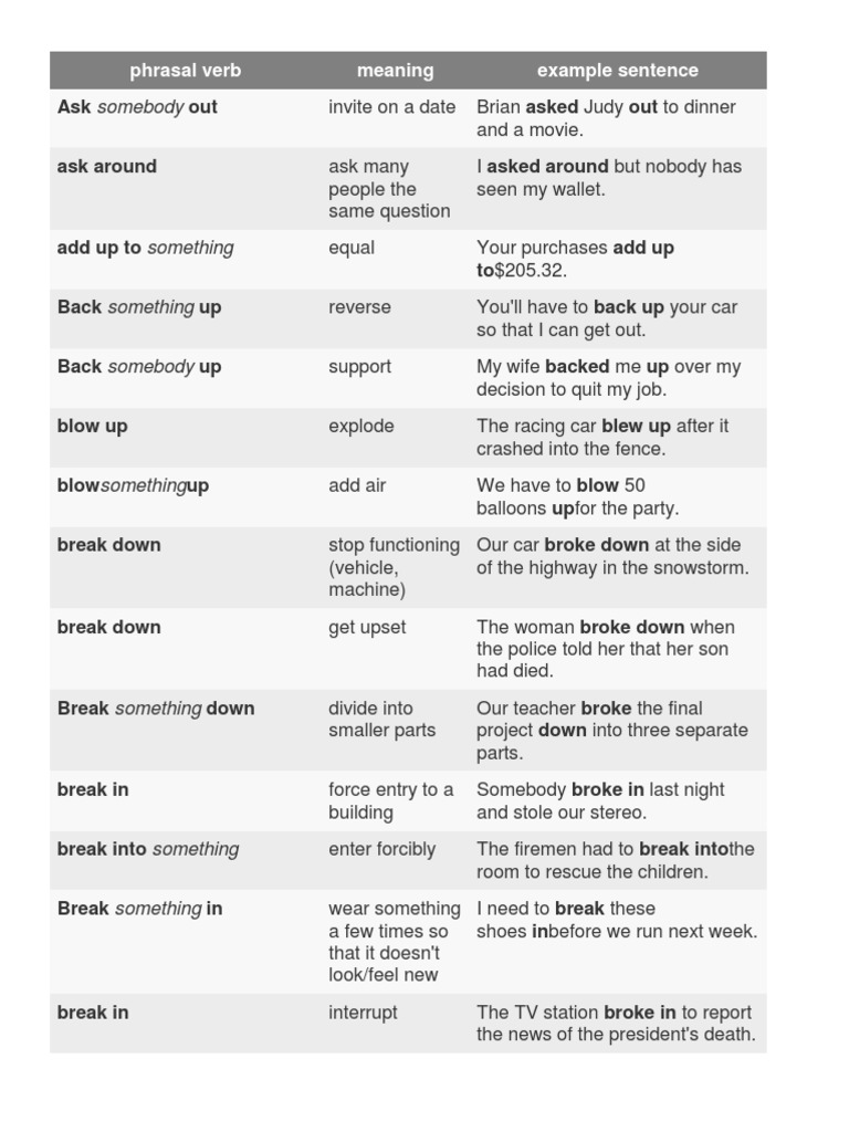 Essential Phrasal Verbs with Examples | PDF