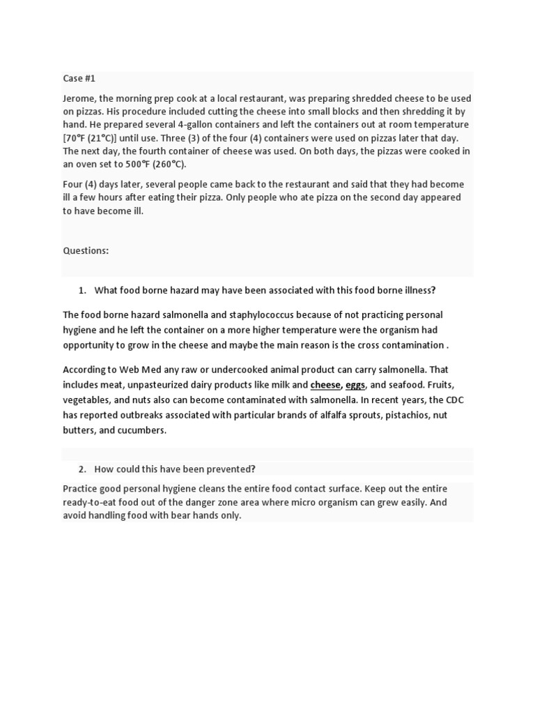 Potential Foodborne Illness from Leftover Potato Salad A Case Study in