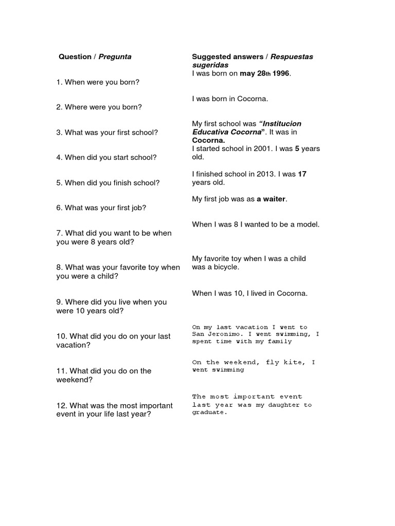 Question / Pregunta Suggested Answers / Respuestas 1996.: Sugeridas ...