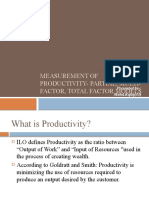 Measurement of Productivity-Partial, Multi - Factor, Total Factor Models