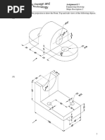 Engineering Drawing Shape Description 2 Use The First-Angle Orthographic Projection To Draw The Front, Top and Side Views of The Following Objects