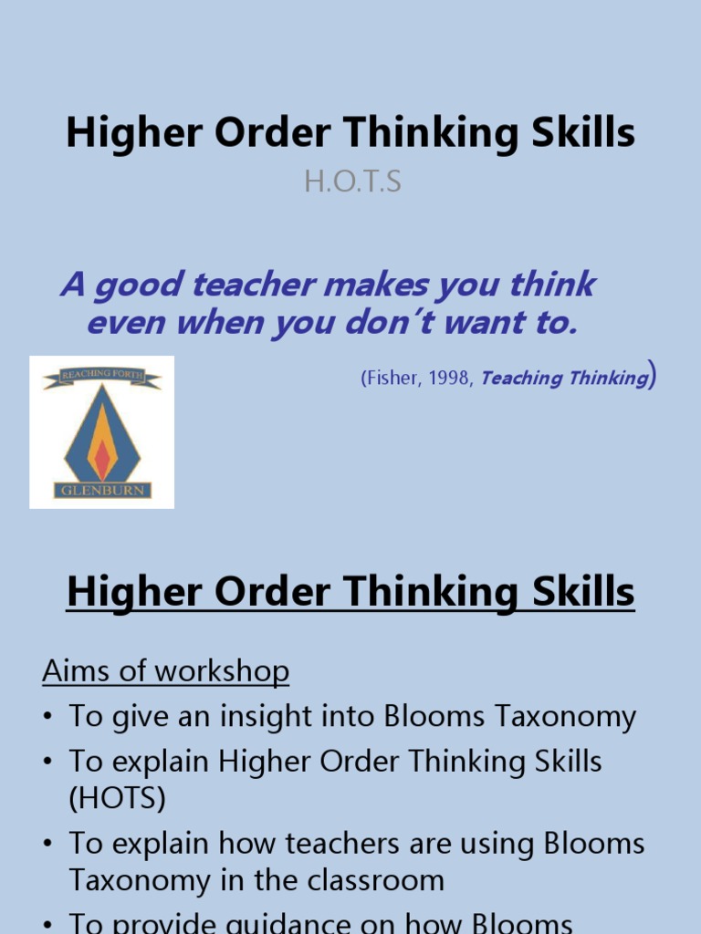 Higher Order Thinking Skills Parent PPT | PDF | Thought | Learning