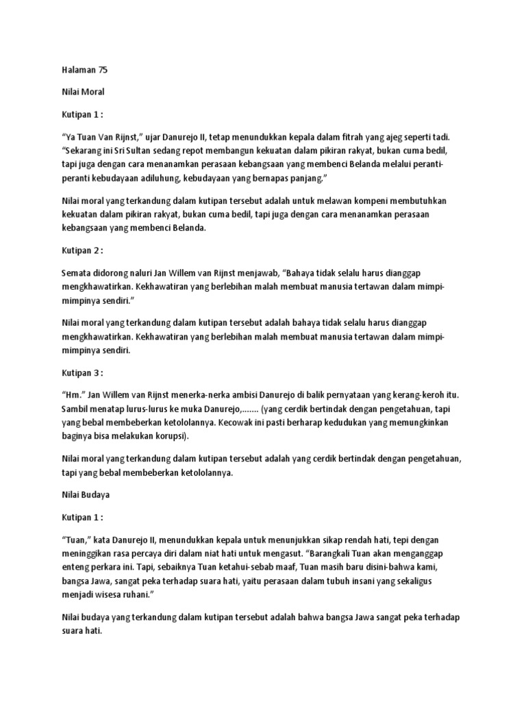 Nilai Kehidupan Pangeran Diponegoro