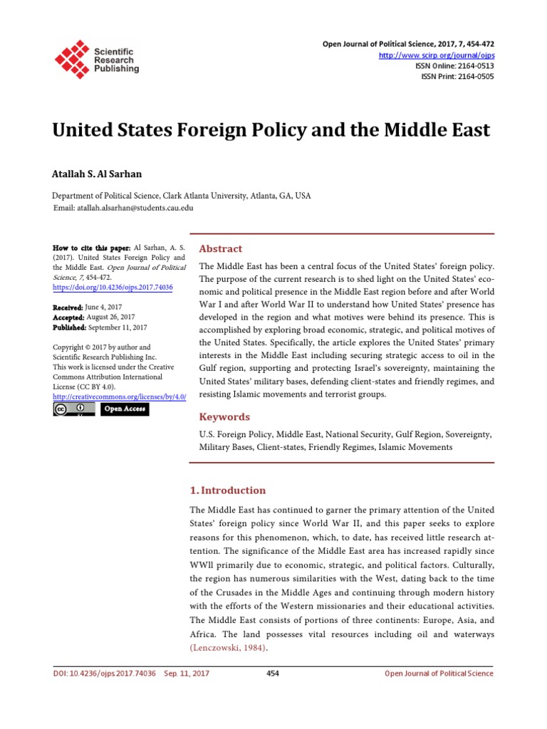 United States Foreign Policy and The Middle East | PDF | United States ...