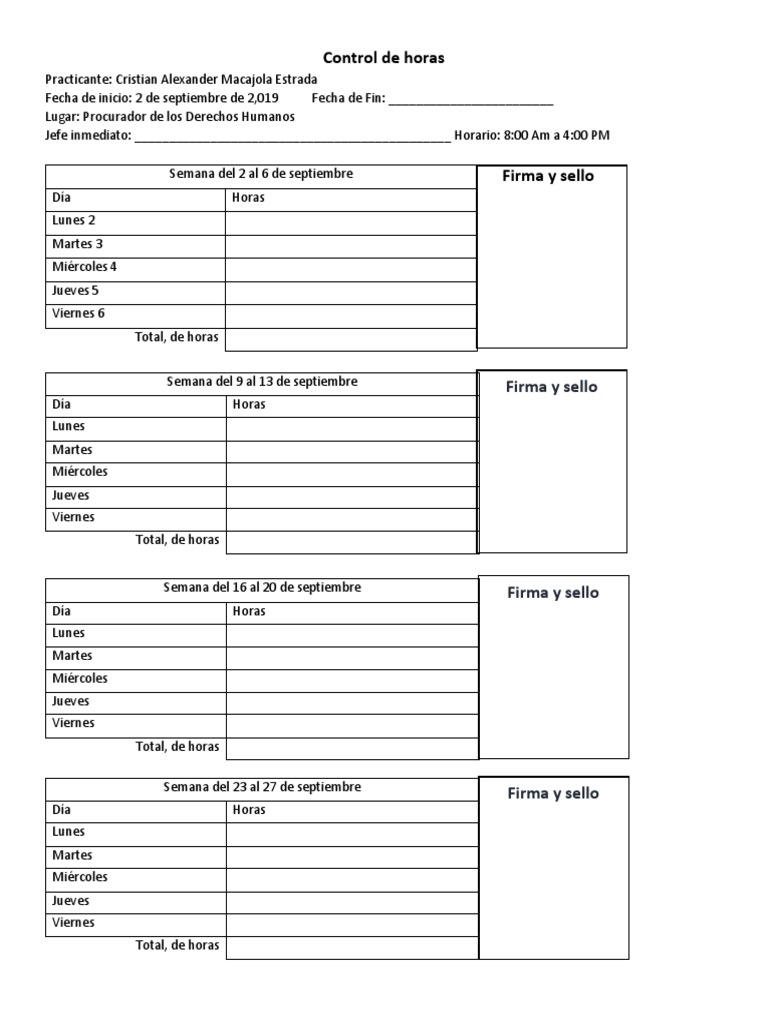 Control de Horas Practicas | PDF