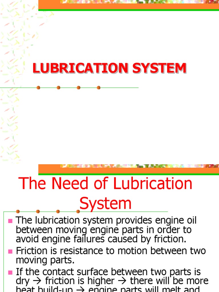 Lubrication System PDF Motor Oil Chemical Engineering