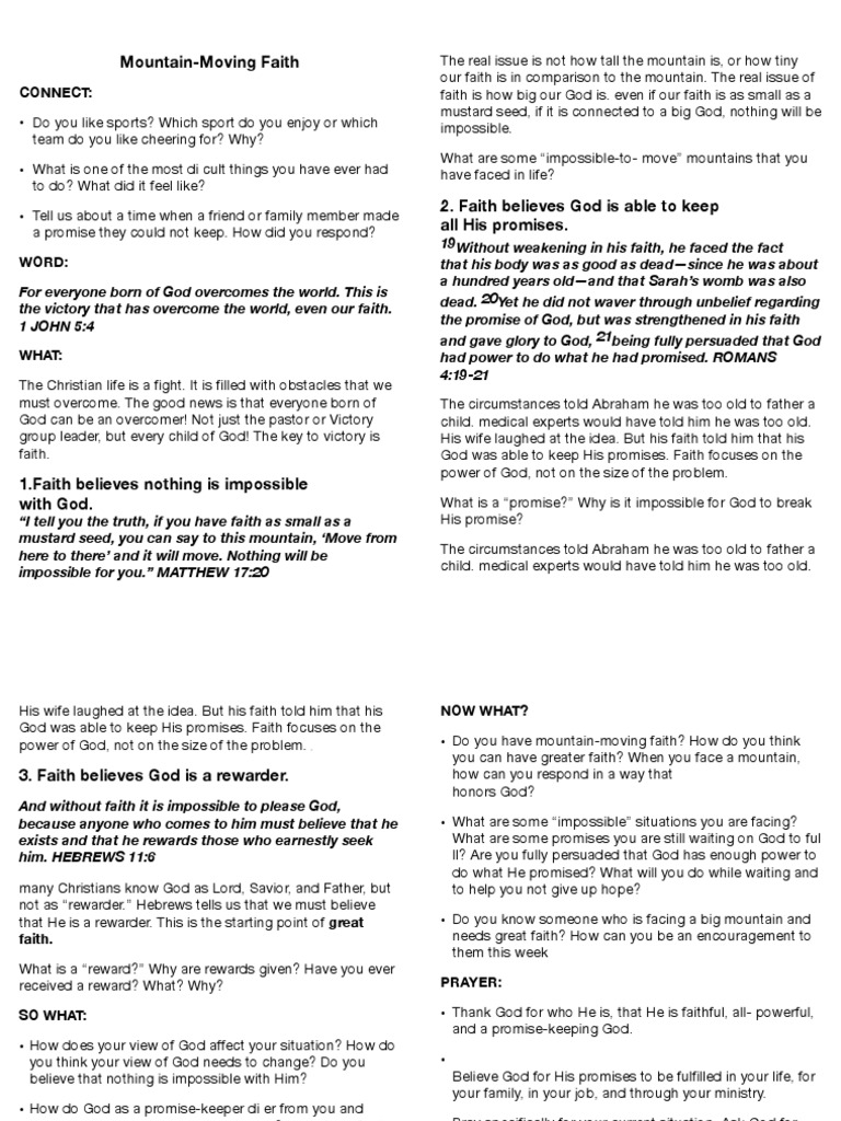 Mountain Moving Faith PDF Faith Prayer
