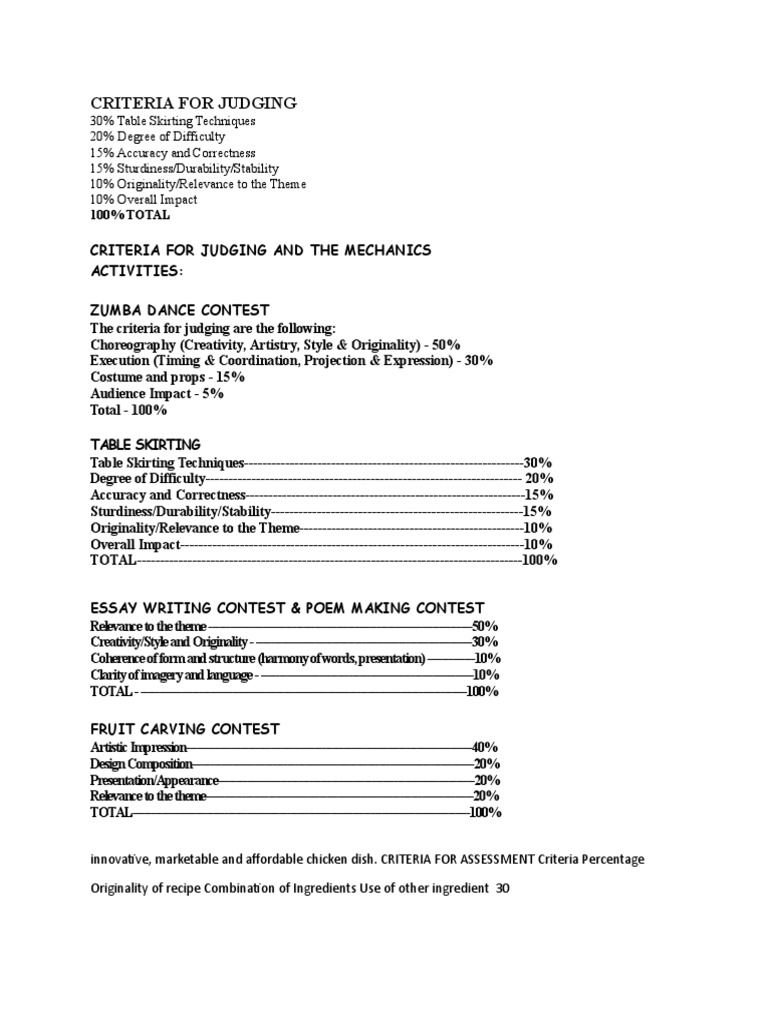 Criteria For Judging PDF