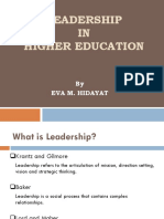 Leadership IN Higher Education: by Eva M. Hidayat