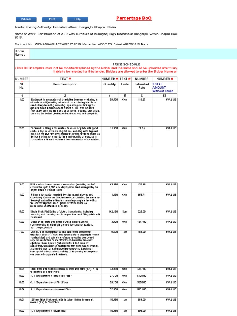 PWD Electrical Schedule PDF Masonry Concrete