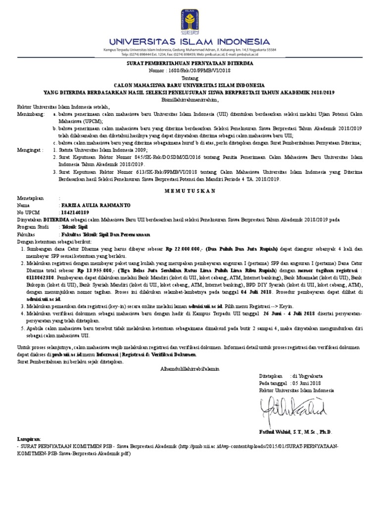 Surat Pernyataan Kelulusan