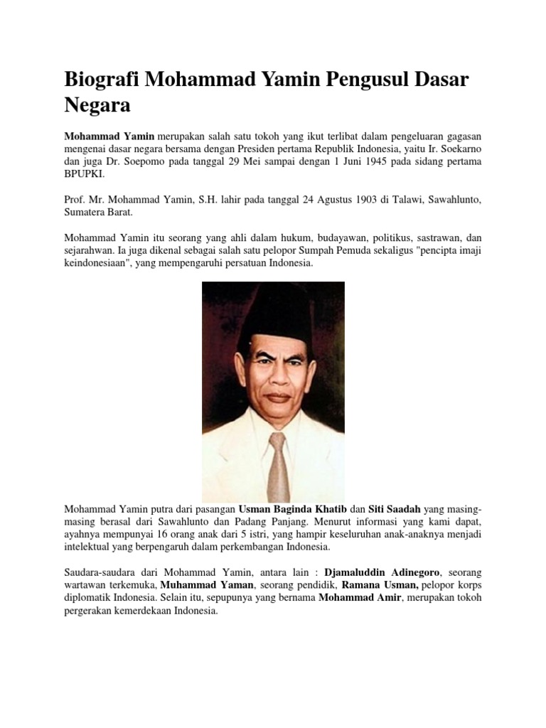Mohammad Yamin Lahir Di