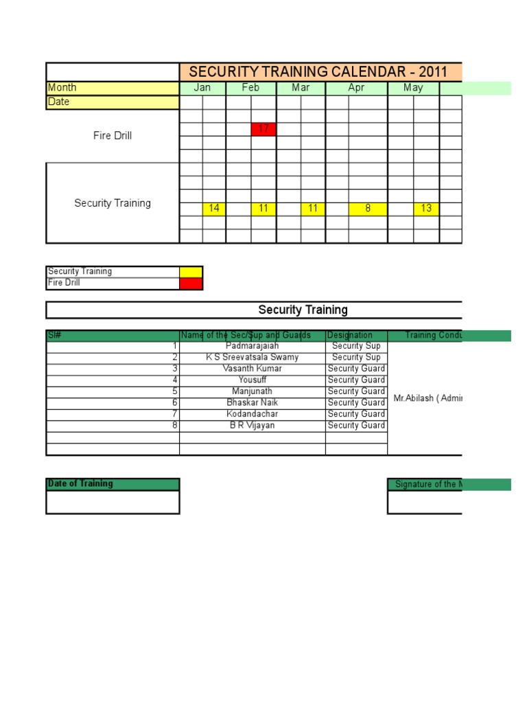 2011 Security Training Calendar | PDF