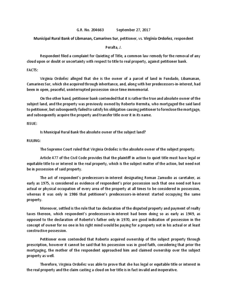 Supreme Court Ruling on Land Title Dispute | PDF | Title (Property ...