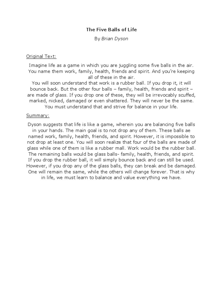 5balls Summary | PDF | Sports & Recreation | Language Arts & Discipline