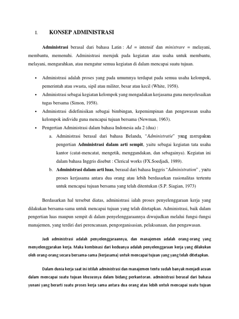 Konsep Administrasi Administrasi Berasal Dari Bahasa Latin Ad Intensif Dan Ministrare Melayani