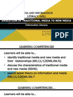 Media and Information Literacy (Mil) : Evolution of Traditional Media To New Media