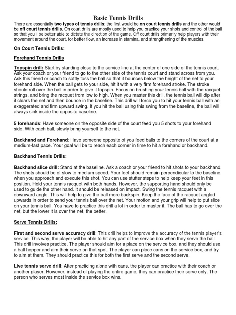 Basic Tennis Drills Japson PDF Games Of Physical Skill Racquet Sports