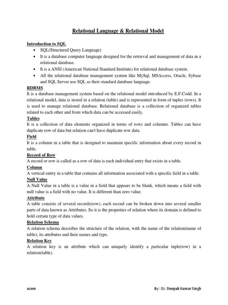 SQL Basics: Relational Database Concepts | PDF | Relational Database ...