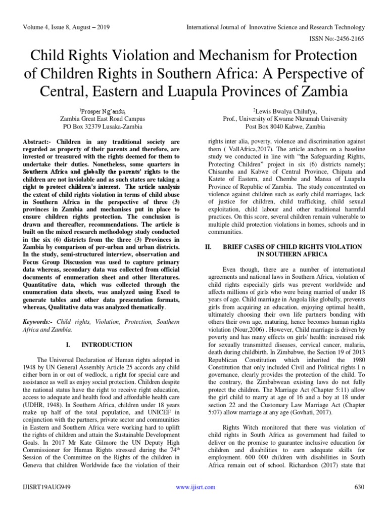 Child Rights Violation and Mechanism for Protection of Children Rights