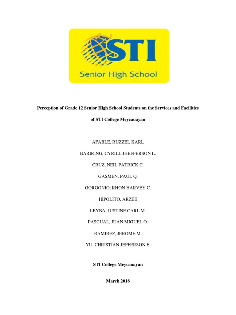 Perception of Grade 12 Senior High School Students | PDF | Sampling ...