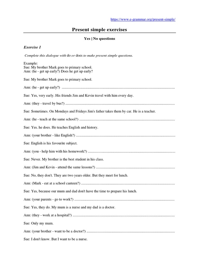 Present Simple - Yes or No Questions PDF | PDF