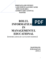 Rolul Informatizarii in Managementul Educational