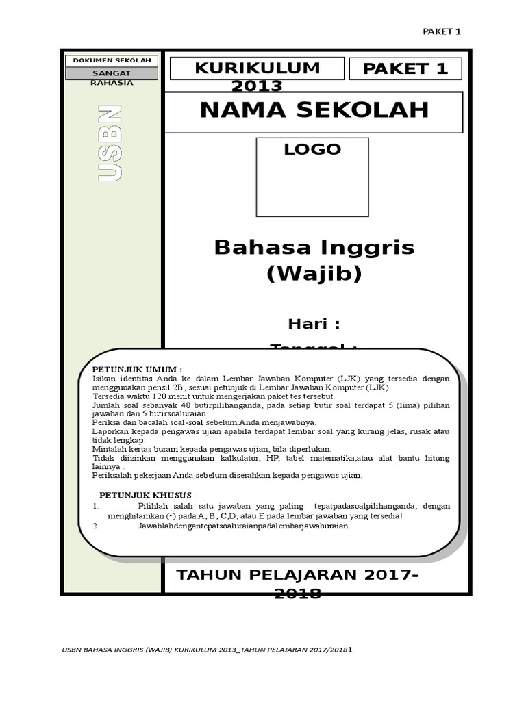 4 Soal Bhs Inggris Paket 1 Wajib 2013 Doc Formaldehyde Sulfur