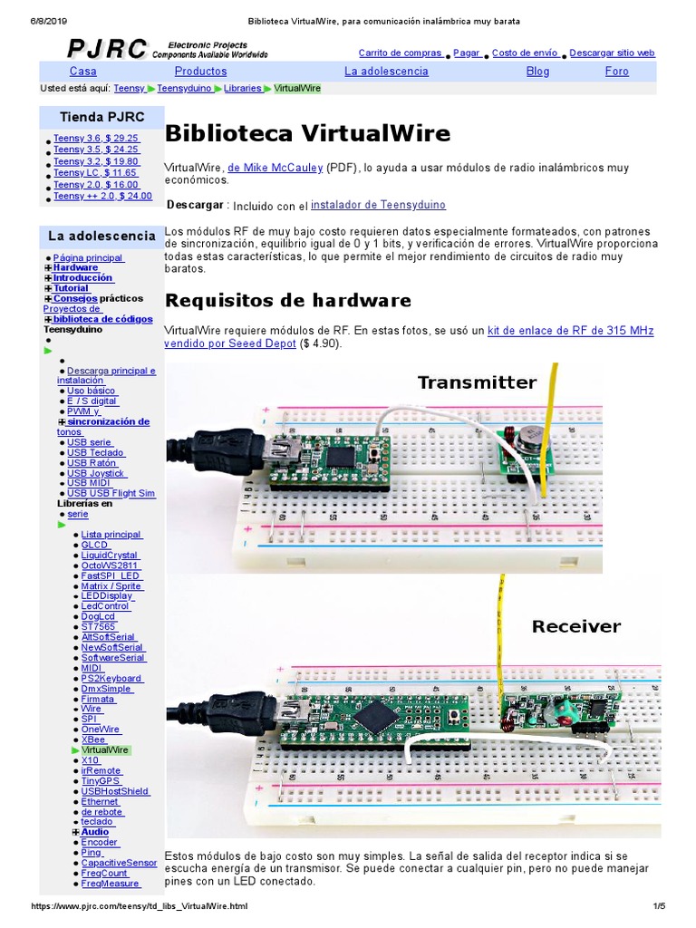 Biblioteca VirtualWire, para Comunicación Inalámbrica Muy Barata | PDF ...