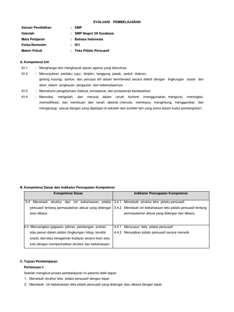 Ciri Kebahasaan Teks Pidato Persuasif Belajar