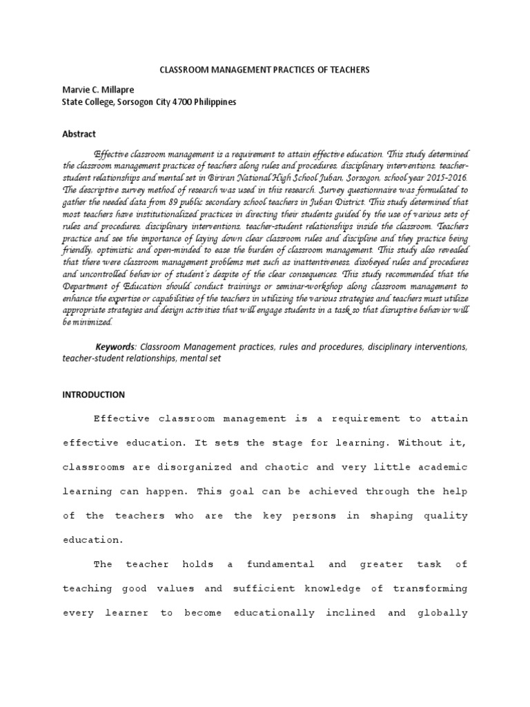 WHAT ARE CLASSROOM MANAGEMENT PRACTICES visual data 4